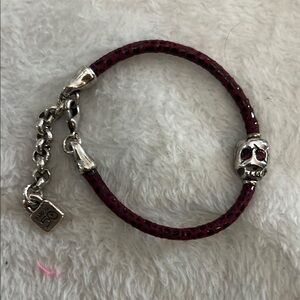 UNO de 50 leather Skull Bracelet w/pink stone eyes